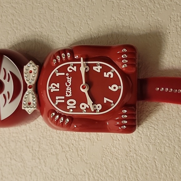 Jeweled Scarlet Red Kit-Cat Klock clock SUPER RARE - Picture 5 of 6